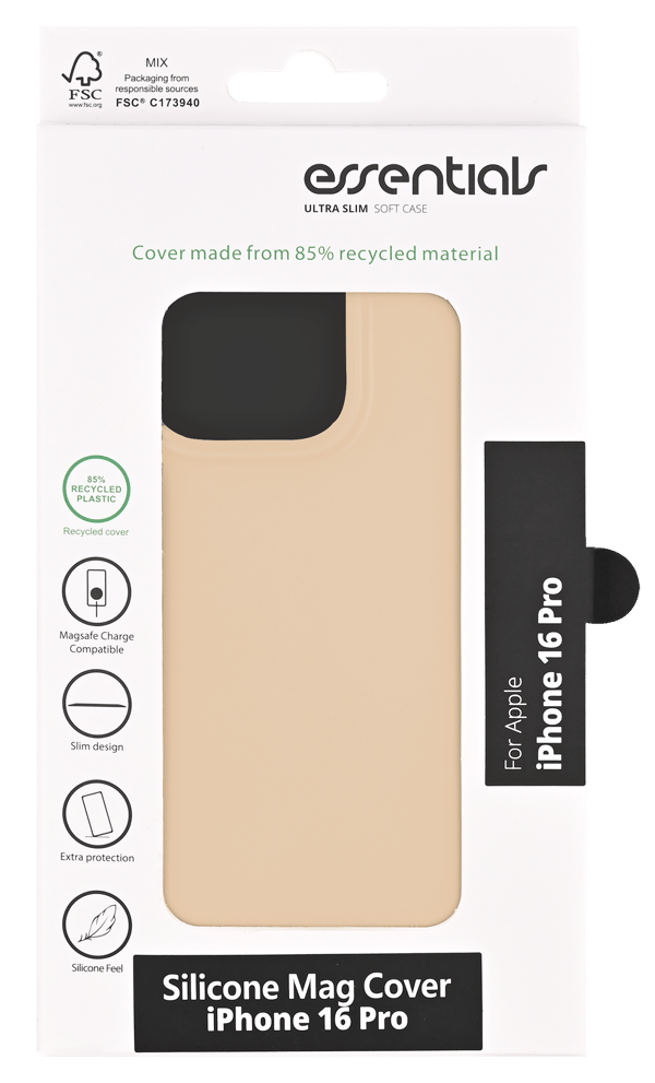 iPhone 16 Pro Silicone Mag bakdeksel, resirkulert, sandfarget titan