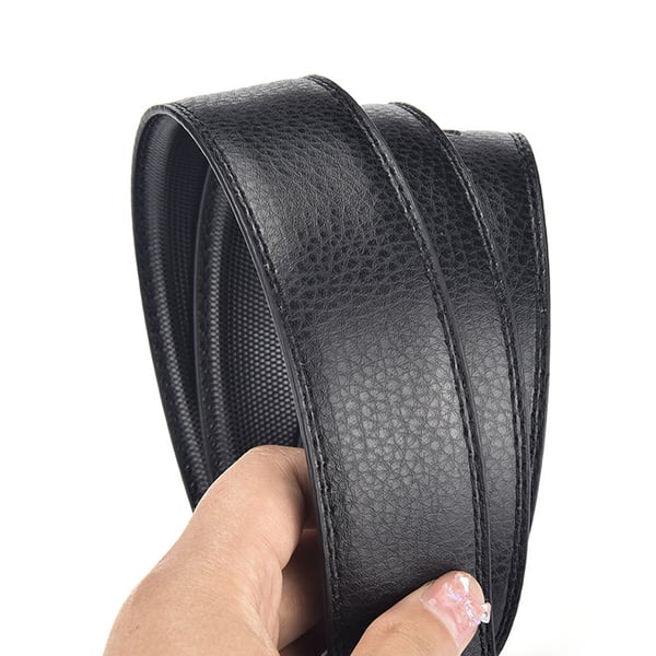 Stilig svart PU-skinnbelte for menn - 120 cm justerbar lengde, klassisk spennedesign