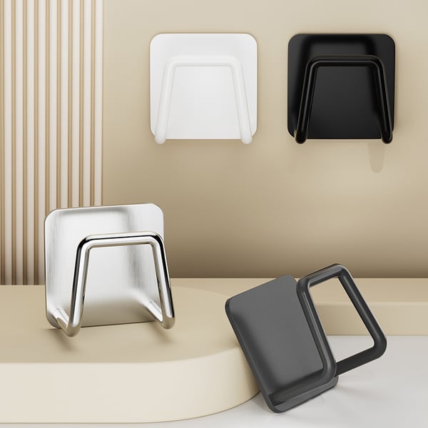 Rustfritt stål svampholder - Selvklebende kjøkkenvask Caddy Organizer for svamper og skrubber