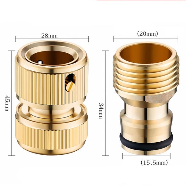 Messinkinen hanaliitin - Sarja 3 (1/2" letkuliitin + 1/2" ulkokierreliitin)