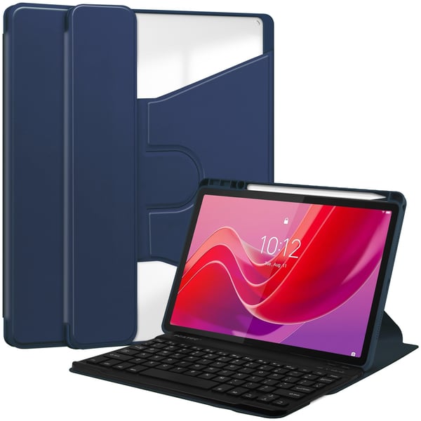 iPad Air 11 (2024) Kääntyvä Akryylinen Kynäpidike Bluetooth-näppäimistösuojakotelo, tummansininen