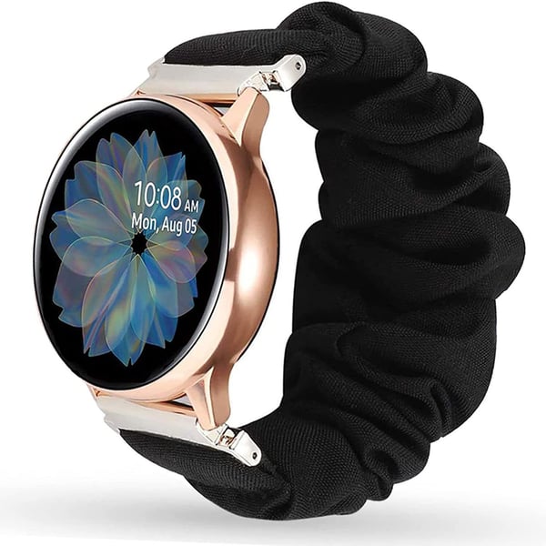 Kompatibel med Samsung/Huawei Smartwatch Bånd Universal Flat Fashion Trykt Scrunchie Klokkereim - Svart 22 mm