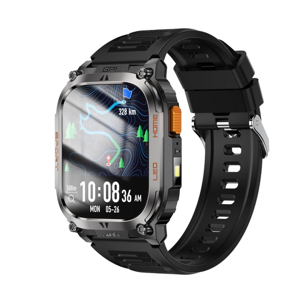GPS Sports Smartwatch med præcis lokalisering og sundhedsovervågning - Perfekt til aktive danskere Black