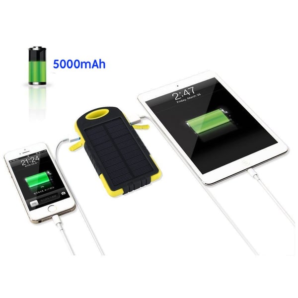 Powerbank 5000 mAh - vannavstøtende - gul