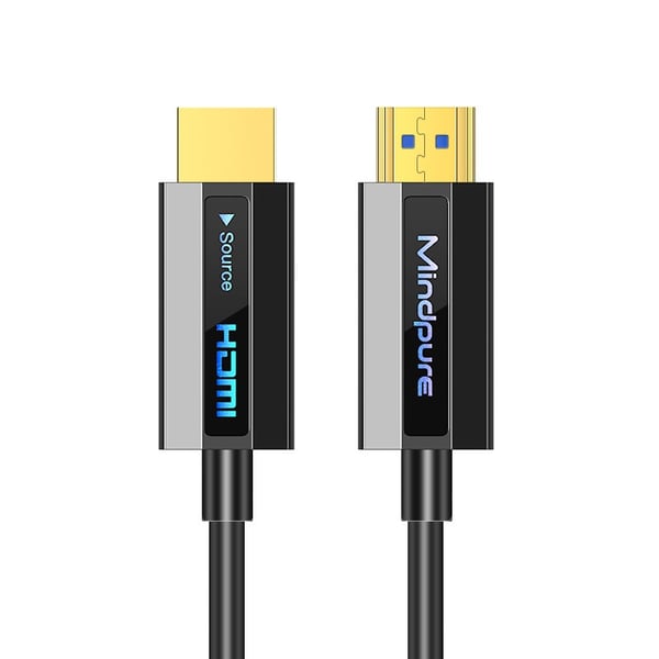 Musta HDMI-valokuitukaapeli 4K 60Hz – Täydellinen PC:lle, TV:lle ja projektoreille – 5m - 30m pituudet 10 m
