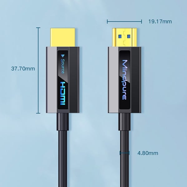HDMI optisk fiberkabel - Svart, 4K 60Hz, for PC, TV, projektor - 5m til 30m lengder 10 m