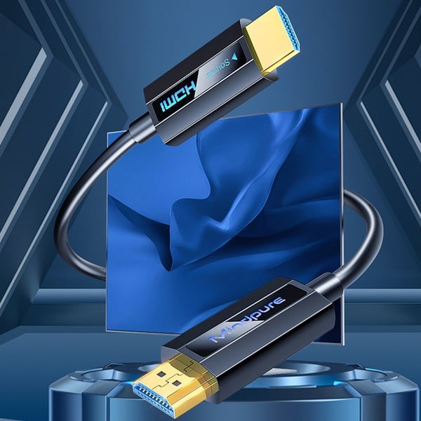 HDMI optisk fiberkabel - Svart, 4K 60Hz, for PC, TV, projektor - 5m til 30m lengder 10 m