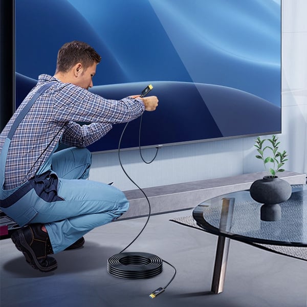 HDMI optisk fiberkabel - Svart, 4K 60Hz, for PC, TV, projektor - 5m til 30m lengder 10 m
