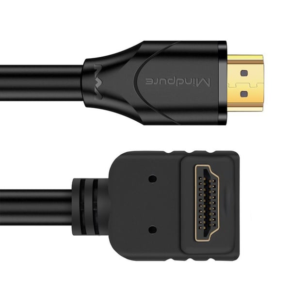 HDMI-kabel med 90 graders vinkel – Oppovervendt for PS4, PC, TV-boks, projektor – Støtter 4K 3 m