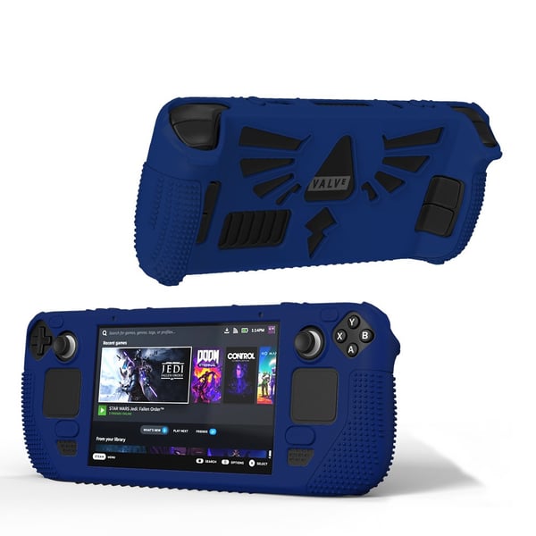 Silikonisuojus Steam Deck -käsikonsolille, jossa on liukumaton pinta ja pölytiivis muotoilu Blue