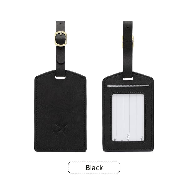 PU Bagasjelapp Navnekort ID-etikett for Reisevesker - Beskytt Bagasjen Din med Stil Black PU Bagasjelapp Navnekort ID-etikett for Reisevesker - Beskytt Bagasjen Din med Stil Black