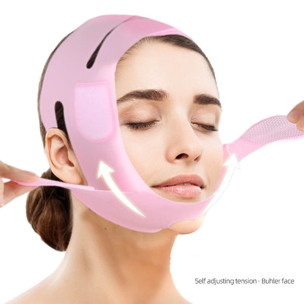 Silikonmaske for ansiktsløftning og stramming - Reduserer rynker og dobbelthake Pink