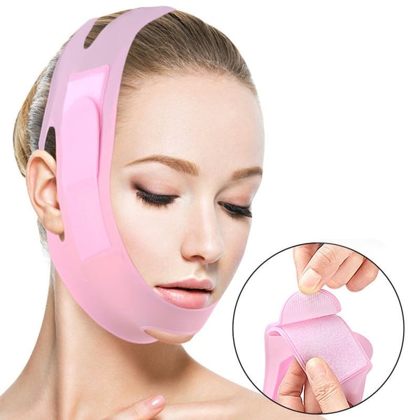 Silikonmaske for ansiktsløftning og stramming - Reduserer rynker og dobbelthake Pink