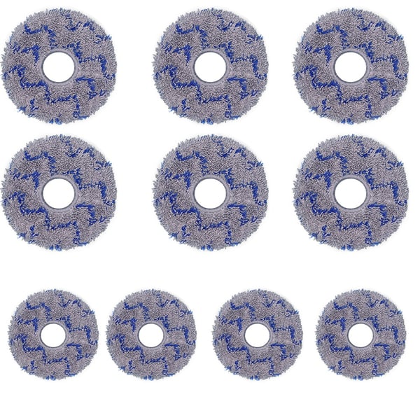 10 kpl Moppiliinat Ecovacs X1/T10/T20/T30pro, Dreame S10/S20/X10/X20/X30 Robotti-imureihin - Tehokas puhdistus Grey+Blue