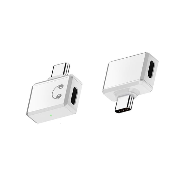 Lightning hun til Type-C han sidebøjet adapter til hovedtelefoner - HiFi lydkvalitet og opkaldsfunktion White