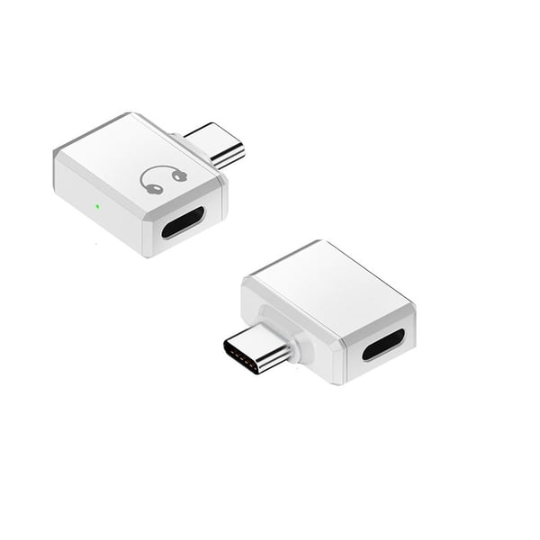 Lightning (naaras) - Type-C (uros) -sovitin, jossa sivuttaistaivutus - Ääni ja lataus White