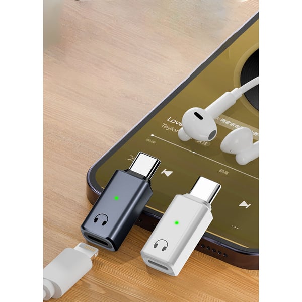 Lightning hun til Type-C han lydadapter til Apple 15 - HiFi lydkvalitet og opkaldsfunktion White