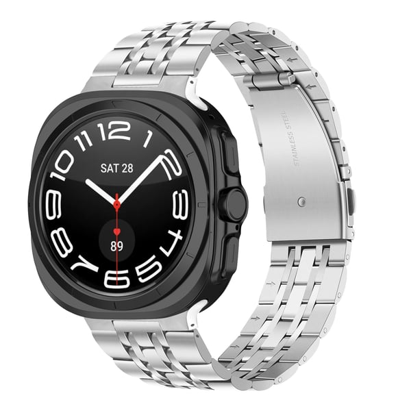 Kompatibel med Samsung Galaxy Watch 8 Stålreim - Integrert Syv Perler Design Silver