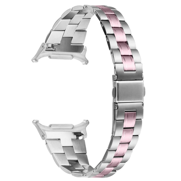 Kompatibelt med Samsung Galaxy Watch8 Rustfrit Stål Urrem i Metal med Tre-Led Design og Slank Profil, Flere Farver Pink