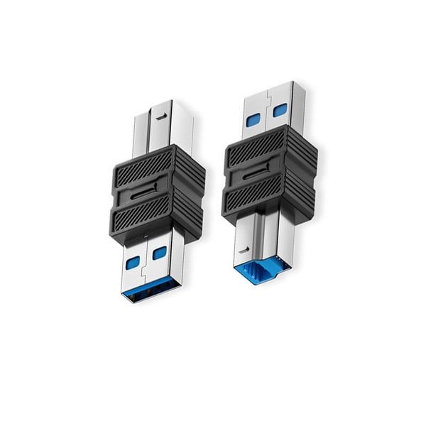 USB 3.0 B Han (M) til A Han (USB-M) Adapter - 2-pak - Hurtig dataoverførsel til printere, harddiske og scannere