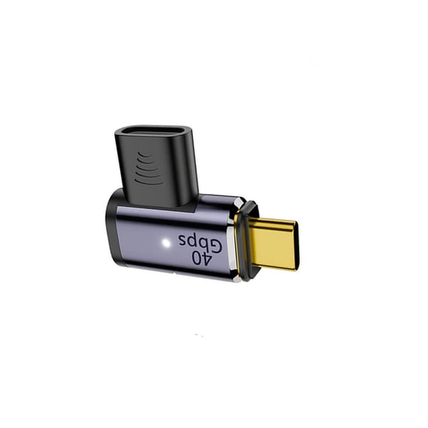 Sivutaivutettu korvallinen magneettinen USB-C naaras - USB-C uros -sovitin (1 kpl)