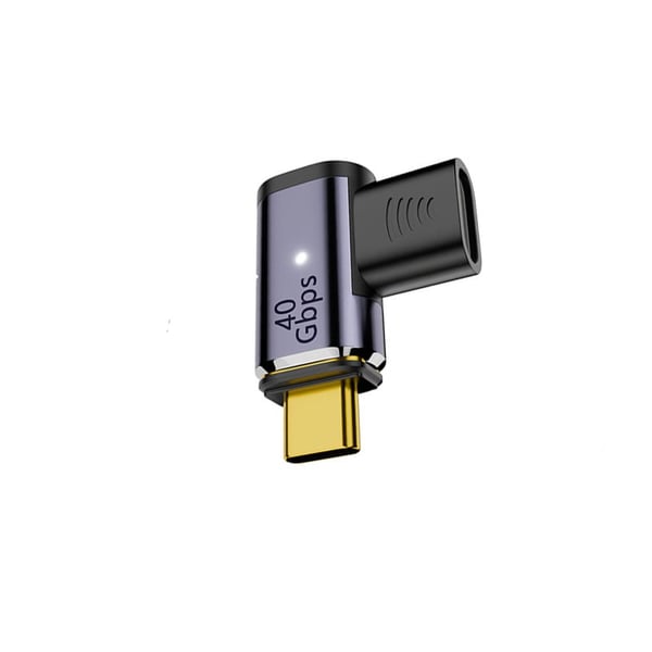 Sivutaivutettu korvallinen magneettinen USB-C naaras - USB-C uros -sovitin (1 kpl)