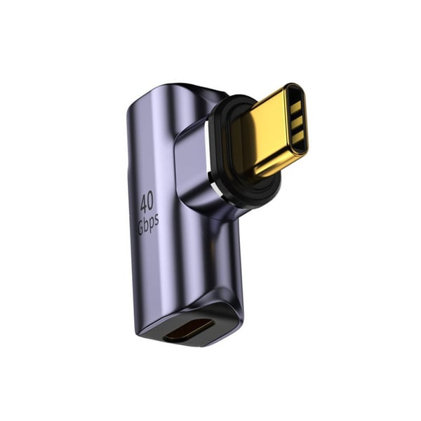 Sivuttainen magneettinen USB-C - USB-C -sovitin (1 kpl), tukee 100 W:n PD-latausta, 40 Gbps:n tiedonsiirtoa ja 8K 60 Hz:n videolähtöä