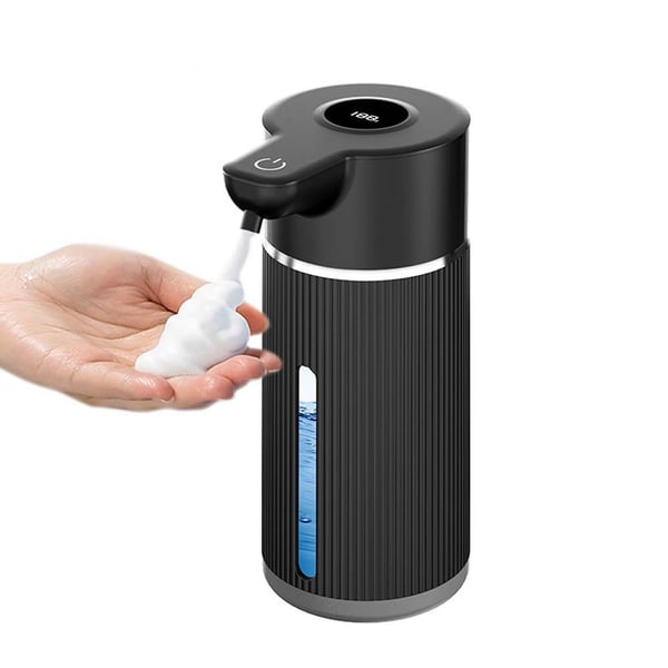 Automatisk sæbedispenser med skærm - Skum sæbedispenser til køkken og badeværelse - 420ml Black