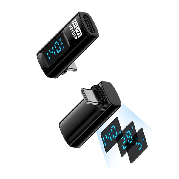 240W USB-C hun til USB-C han adapter med digitalt display (2-pak) til APPLE, Samsung og Huawei