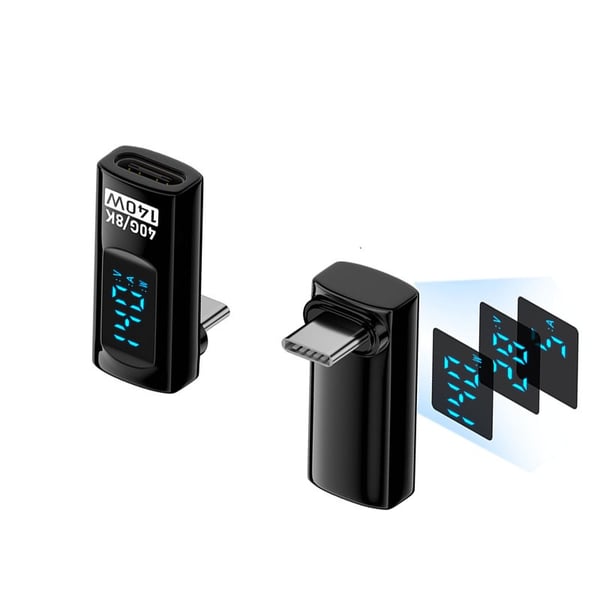 240W USB-C Naaras - USB-C Uros -sovitin digitaalisella näytöllä (2 kpl)