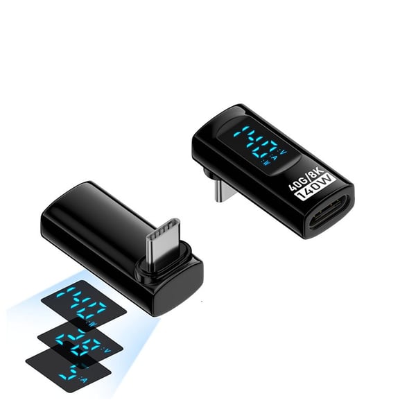 240W USB-C Naaras - USB-C Uros -sovitin digitaalisella näytöllä (2 kpl)
