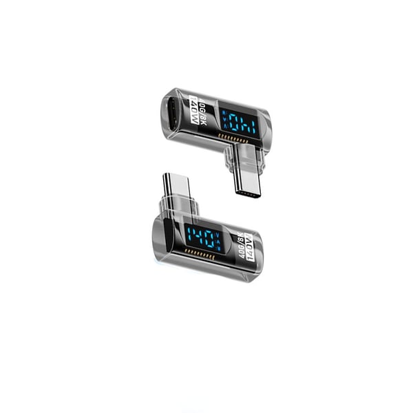 140W USB-C Naaras - USB-C Uros Digitaalinen Näyttösovitin, Läpinäkyvä Musta, Sivutaivutettu (2 kpl)