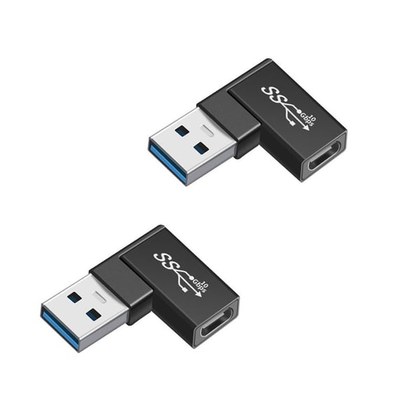 TYPE-C naaras - USB uros -sovitin, kulmamalli (2 kpl) – Nopea tiedonsiirto ja lataus