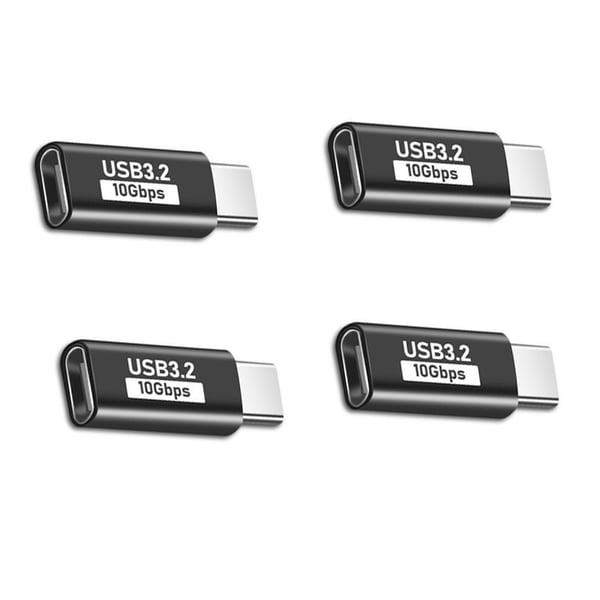 TYPE-C hunn til TYPE-C hann 3.1 rett adapter (4-pakning) - Støtter 10 Gbps dataoverføring og hurtiglading