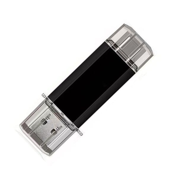 Kort 2-i-1 USB-nøgle Højhastigheds USB 3.0 til Computer/Telefon Dataoverførsel Black 128GB