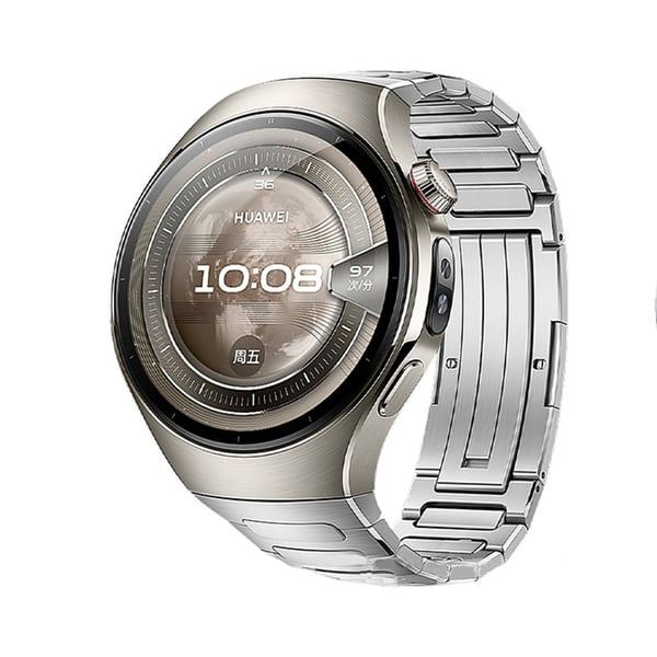 Kompatibelt med Huawei WATCH5 titanlegering armbånd i metall med foldelås, 18,3 cm lengde Silver 42 mm