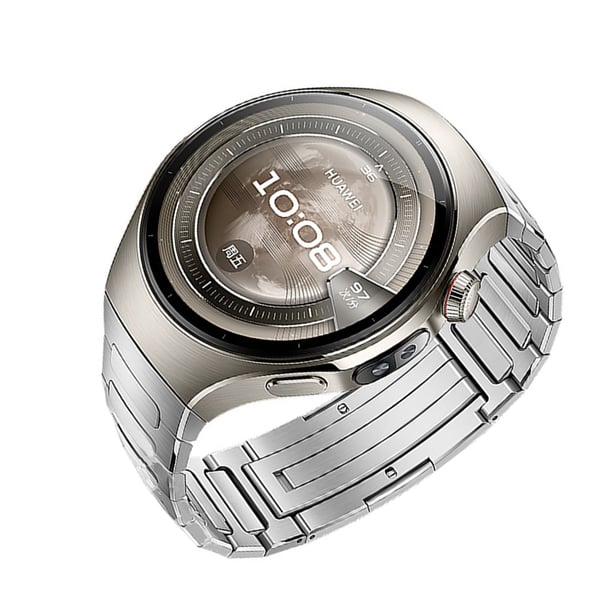 Kompatibelt med Huawei WATCH5 titanlegering armbånd i metall med foldelås, 18,3 cm lengde Silver 42 mm