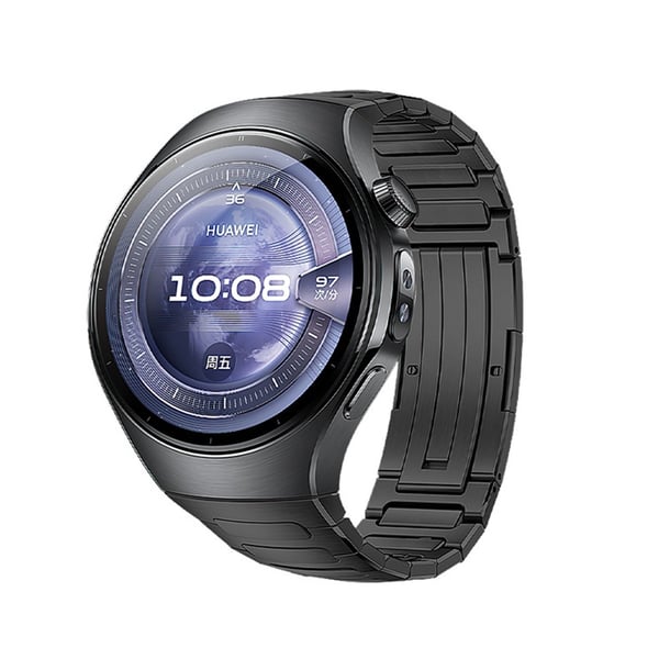 Kompatibelt med Huawei WATCH5 Titanlegering Armband i Metall med Viklås, 18.3cm Längd Black 42 mm