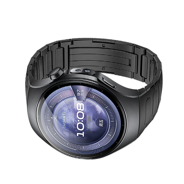 Kompatibelt med Huawei WATCH5 titanlegering armbånd i metall med foldelås, 18,3 cm lengde Black 42 mm