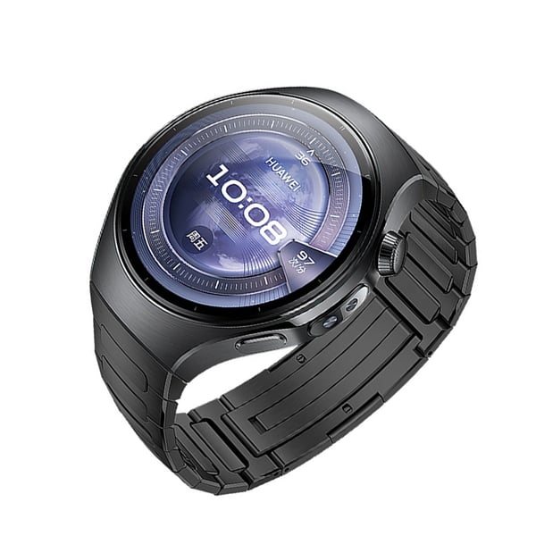 Kompatibelt med Huawei WATCH5 titanlegering armbånd i metall med foldelås, 18,3 cm lengde Black 42 mm