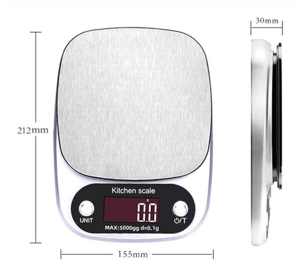 Digital køkkenvægt 10 kg/1 g - Præcis måling med LCD-display og rustfri stålplatform