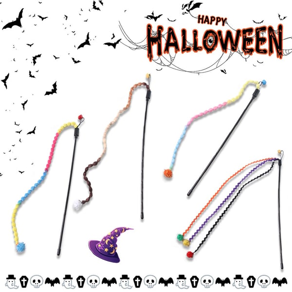 Fargerik Halloween Katteleke med Fjær og Bjelle - Aktiverer Jaktinstinktet