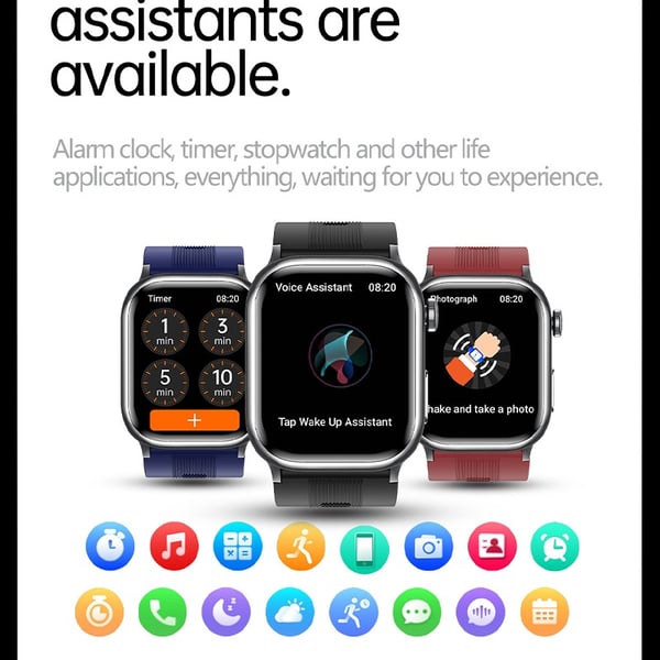 Smart Watch - 2.06 inch AMOLED full touch smartklokke med BLE 5.3, IP67, 530mAh batteri, magnetisk lading, NFC - kompatibelt med Apple, Samsung, Huawei Brown