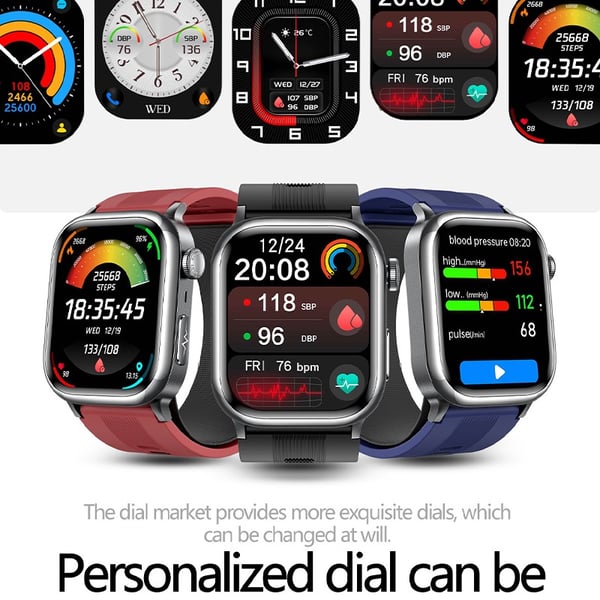 Smart Watch - 2.06 inch AMOLED full touch smartklokke med BLE 5.3, IP67, 530mAh batteri, magnetisk lading, NFC - kompatibelt med Apple, Samsung, Huawei Brown