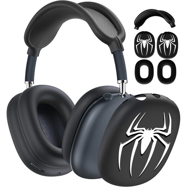 Hämähäkkikuvioinen suojakotelo AirPods Max 1/2 -sukupolvelle – Kolmiosainen silikonisuojasarja Black Hämähäkkikuvioinen suojakotelo AirPods Max 1/2 -sukupolvelle – Kolmiosainen silikonisuojasarja Black