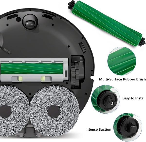 Erstatningssett for iRobot Roomba Plus 405/505 Combo robotstøvsuger - Hovedbørste, filtre, sidebørster, støvposer og mopper