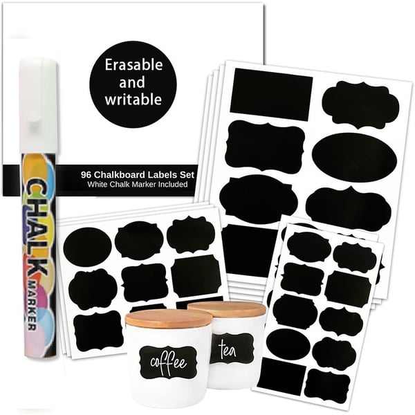 9 stk. Avtakbare glassflaskeetiketter med penn - Svarte PVC tavleetiketter for merking