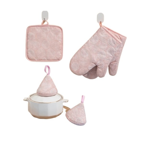 Keittiön suojakäsineet ja patalaput 5 kpl -setti, lämmönkestävä puuvilla, monipuoliset värit, uuniin, mikroon ja ruoanlaittoon Pink Keittiön suojakäsineet ja patalaput 5 kpl -setti, lämmönkestävä puuvilla, monipuoliset värit, uuniin, mikroon ja ruoanlaittoon Pink