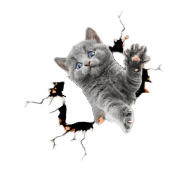 Kreativ Bil 3D Stereo Liten Grå Katt Klistremerke (2 stk) - Søt Dekor for Bilen Din