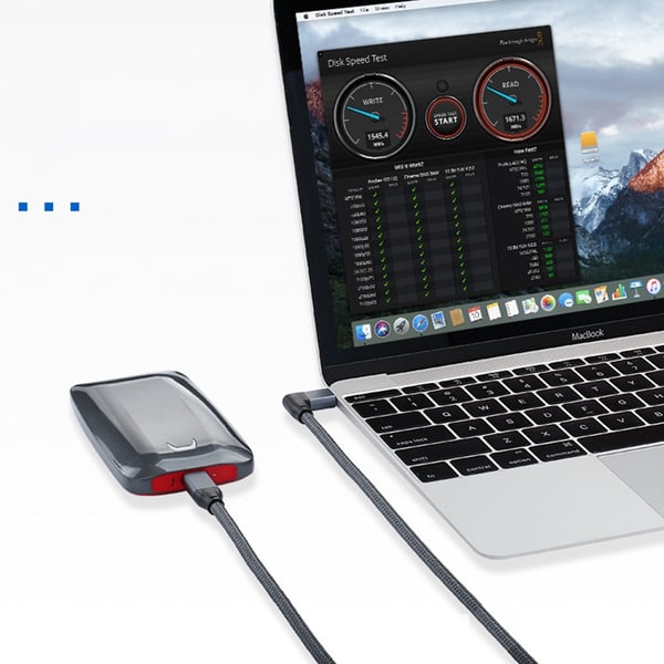 100W USB-C til USB-C Kabel med Vinkelkontakt, 20Gbps Dataoverføring og 4K Video Støtte 1.5m